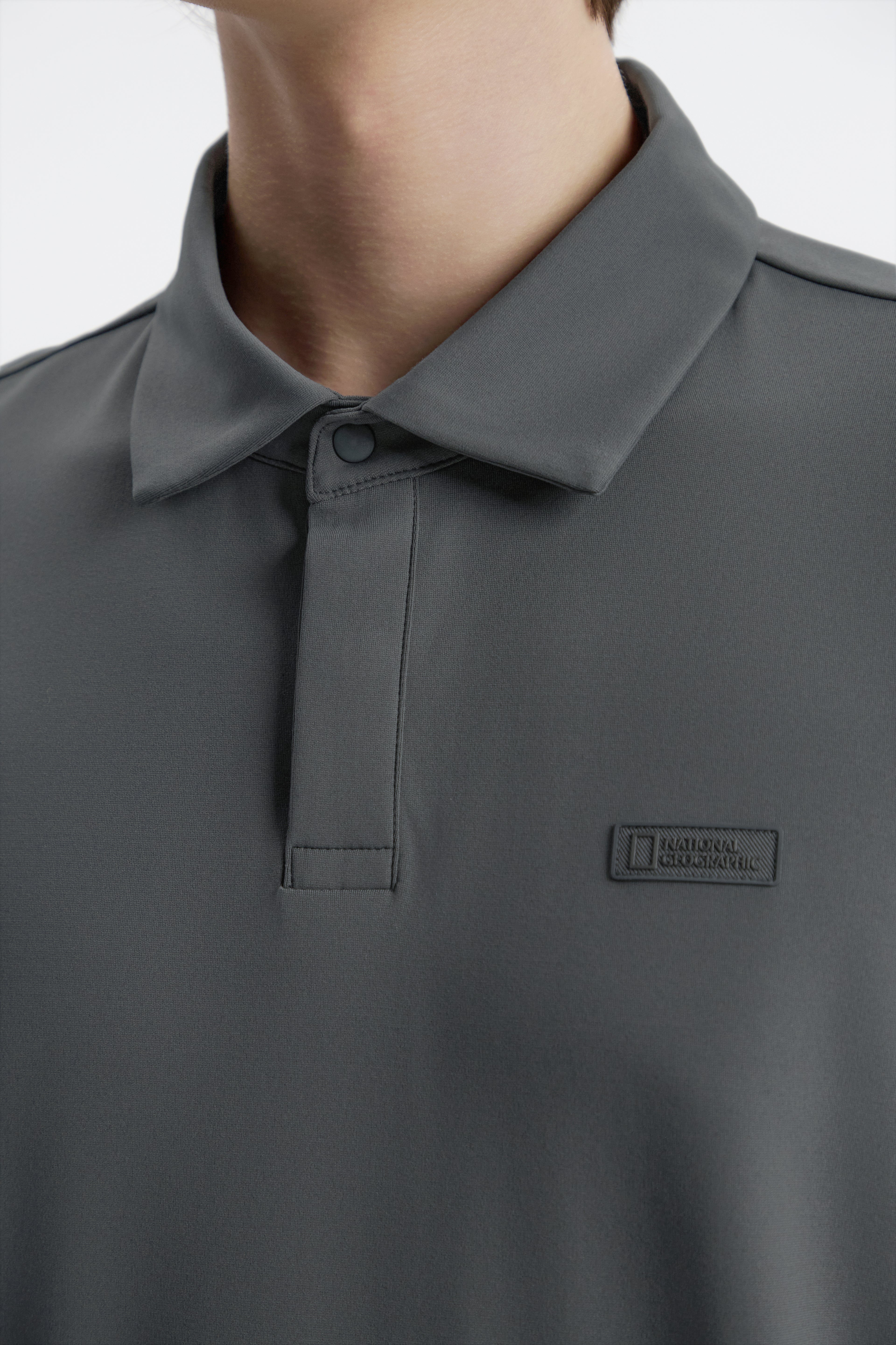 Men'S Caph Functional Long Sleeved Poloshirt- Iron Grey