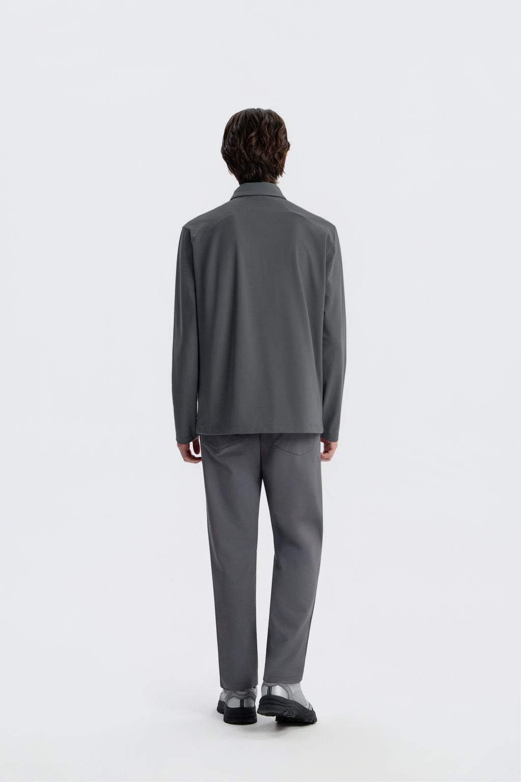 Men'S Caph Functional Long Sleeved Poloshirt- Iron Grey