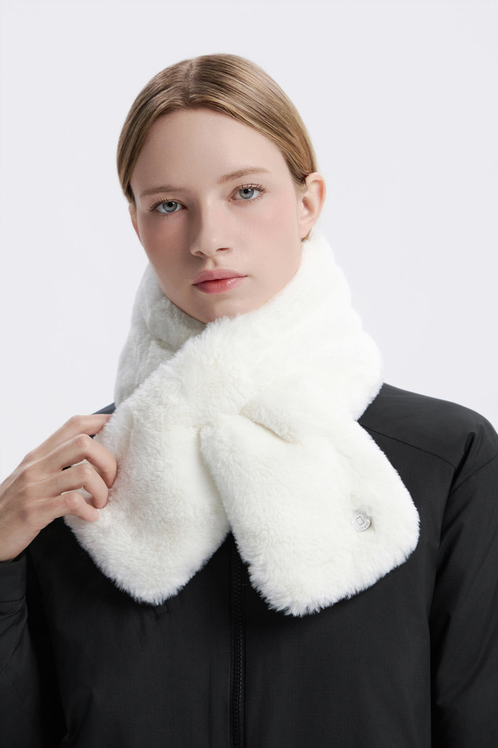 Women'S Fur Scarf- Ivory