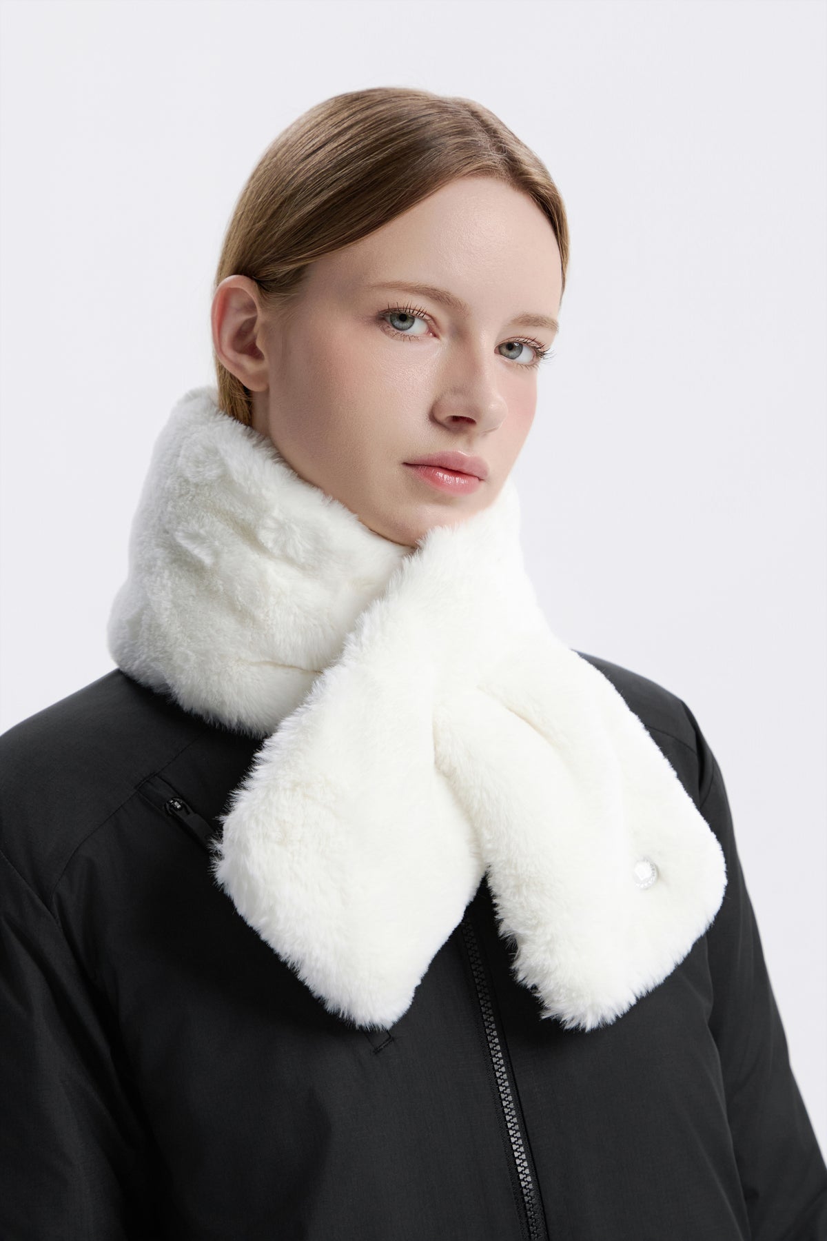 Women'S Fur Scarf- Ivory