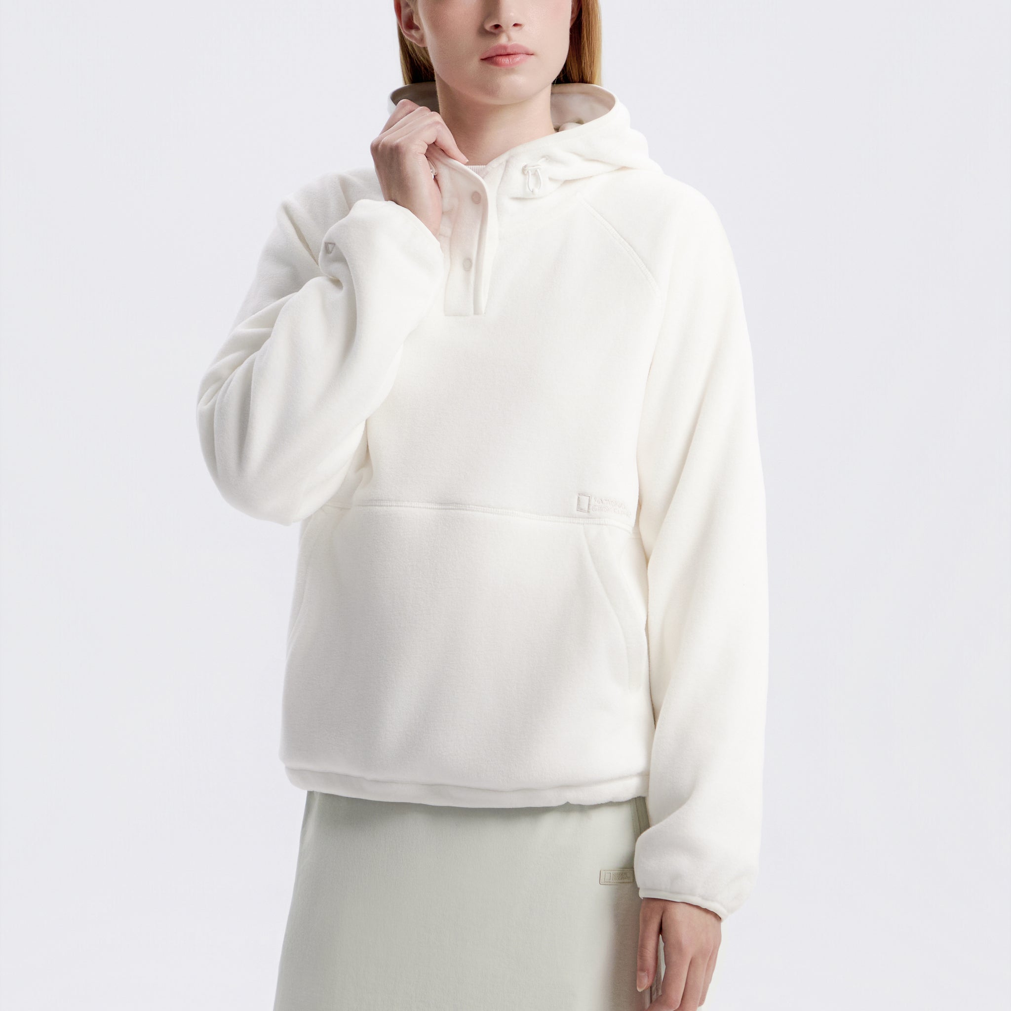 WOMEN'S [POLARTEC] NAOS FLEECE HALF ZIP UP HOODIE- O/WHITE
