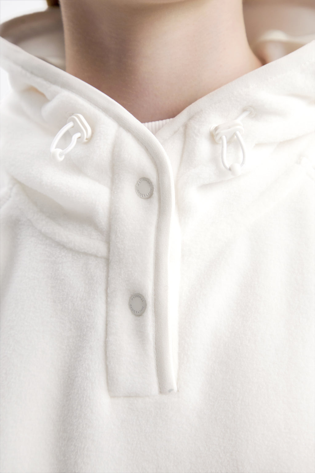 Women'S [Polartec] Naos Fleece Half Zip Up Hoodie- O/White