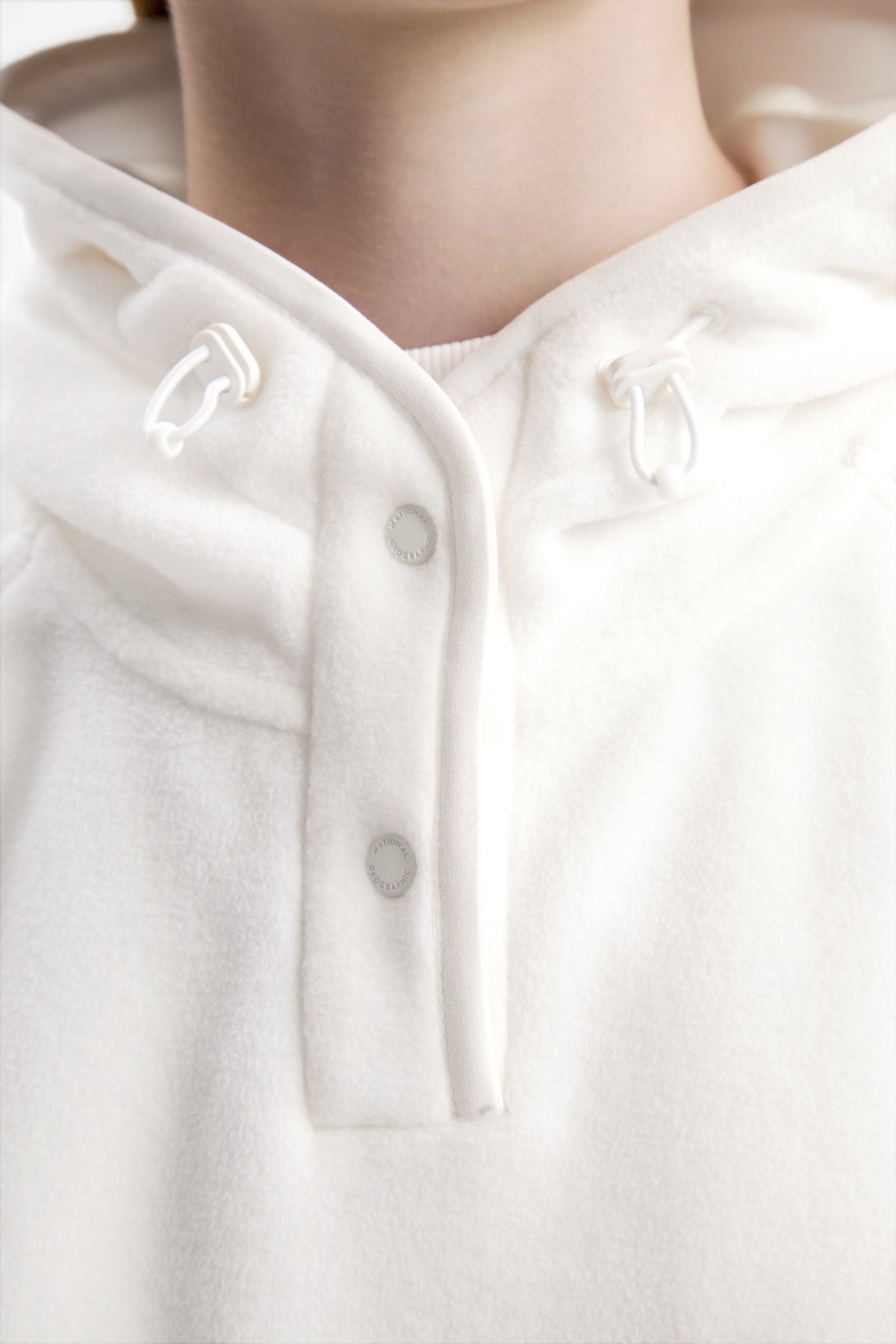 Women'S [Polartec] Naos Fleece Half Zip Up Hoodie- O/White