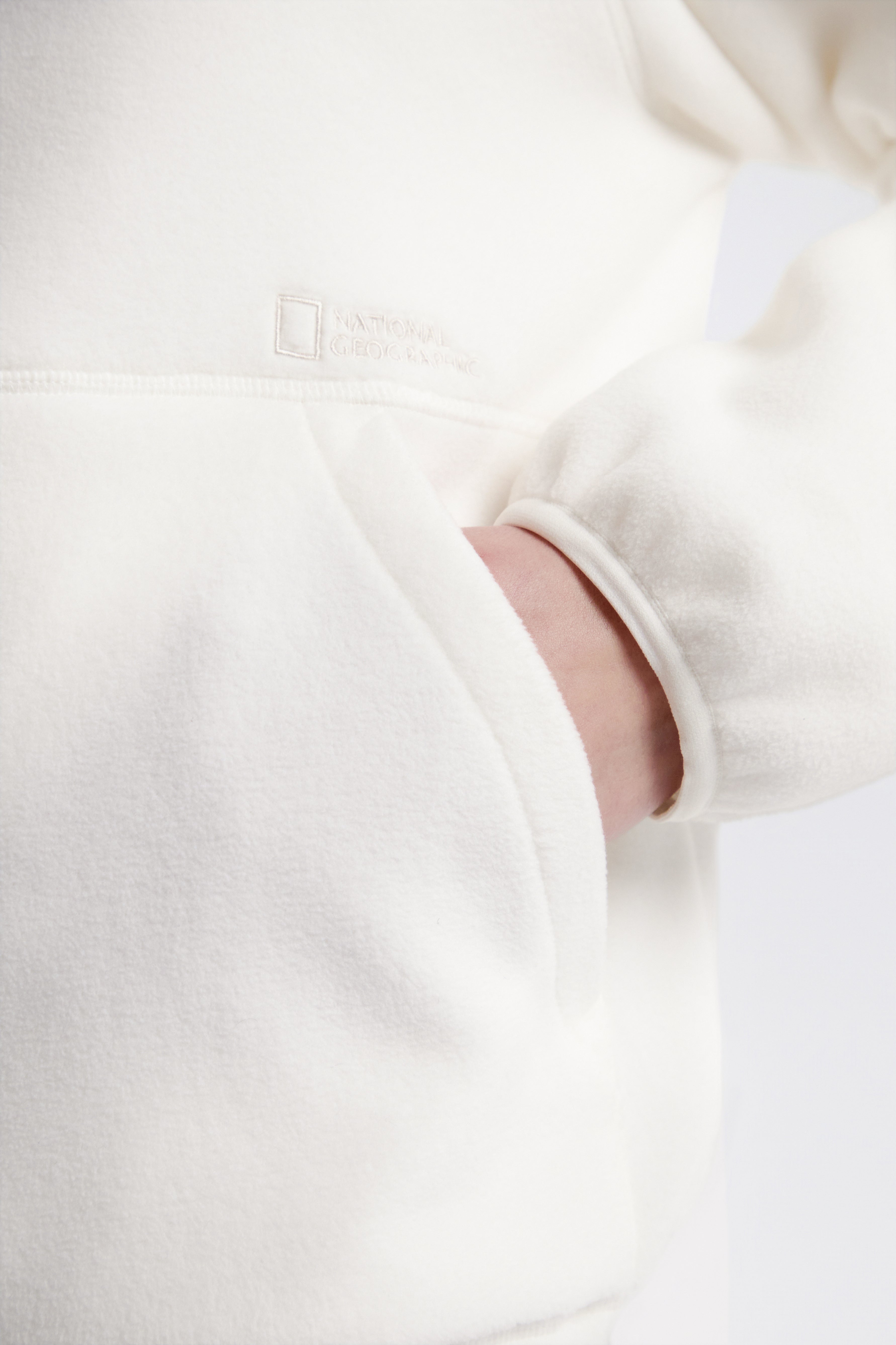 Women'S [Polartec] Naos Fleece Half Zip Up Hoodie- O/White