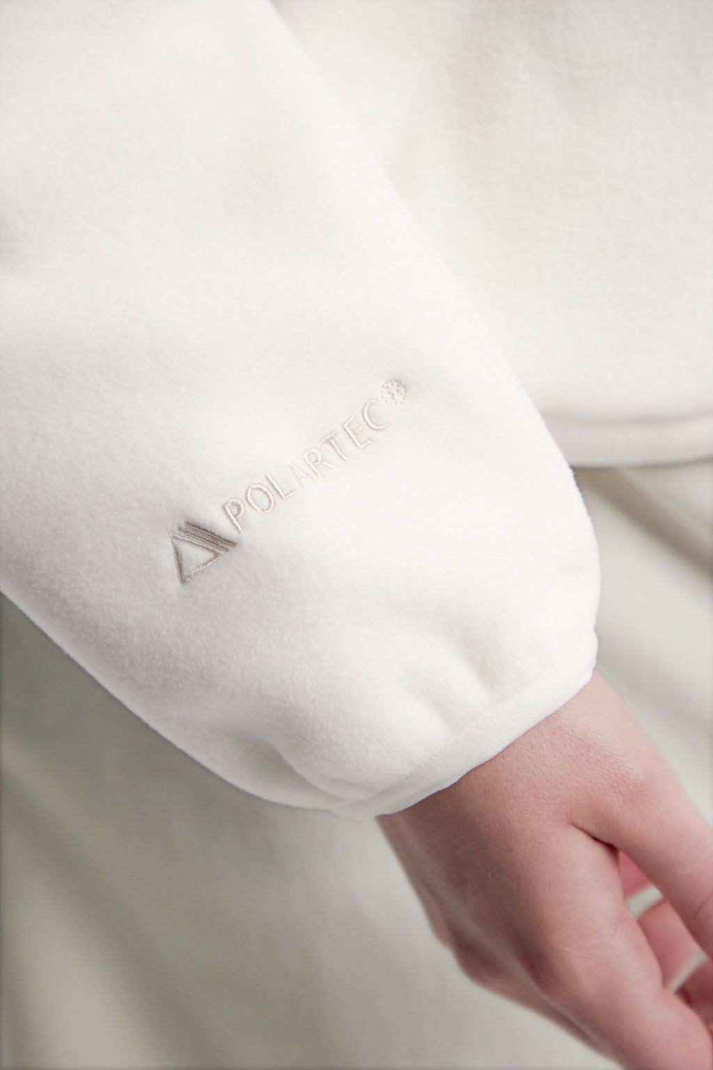 Women'S [Polartec] Naos Fleece Half Zip Up Hoodie- O/White
