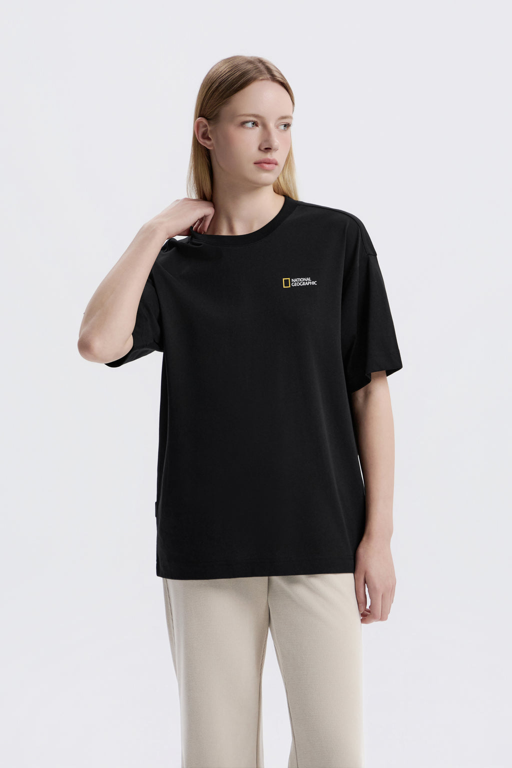 Unisex Semi-Over Fit Graphic H/Tee- Black