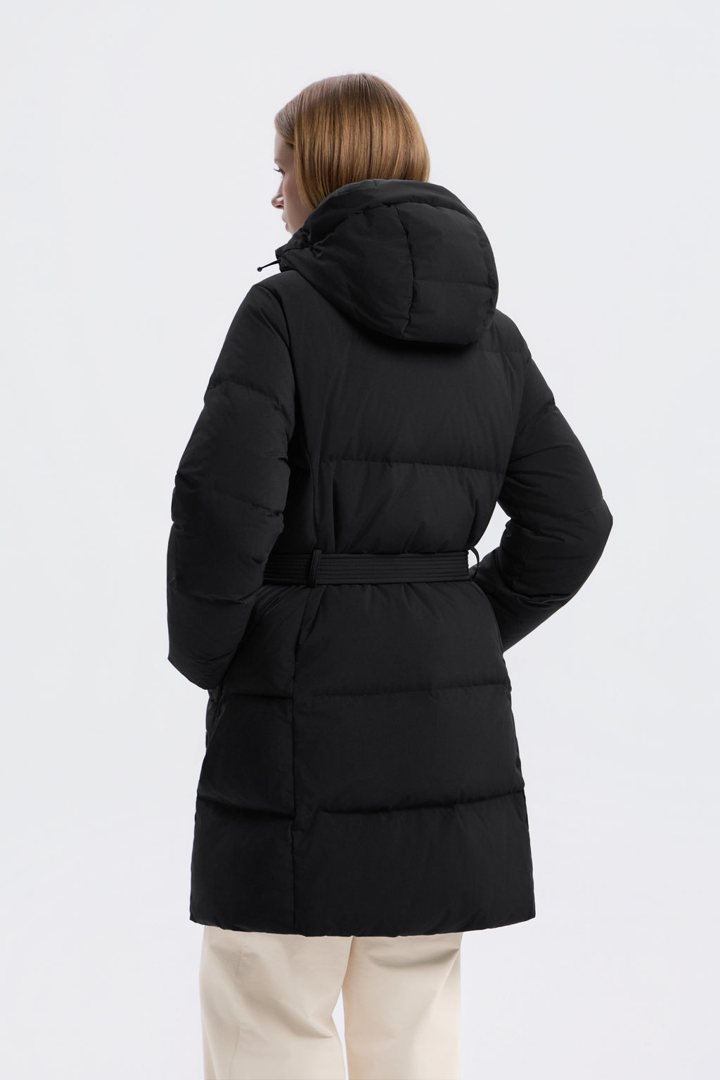 Women's Mid-Length Detachable Hood Goose Down Jacket