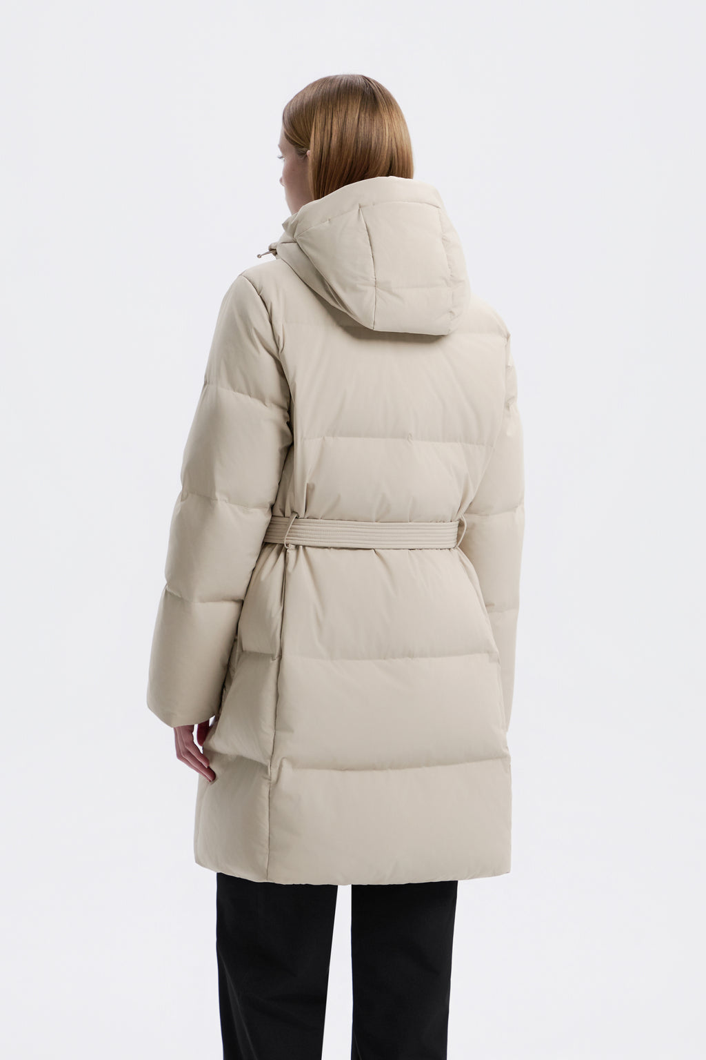 Women's Mid-Length Detachable Hood Goose Down Jacket