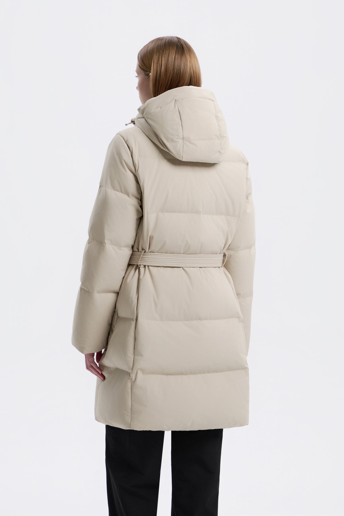 Women's Mid-Length Detachable Hood Goose Down Jacket