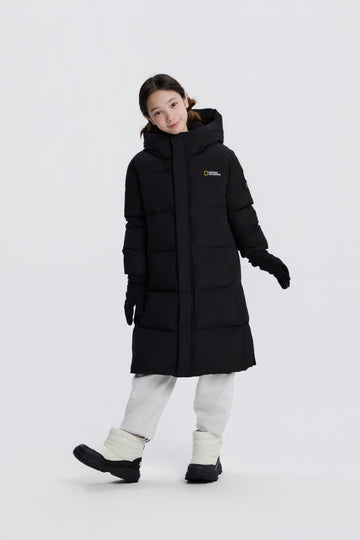 KIDS CAIMAN LONG GOOSE DOWN JACKET- CARBON BLACK