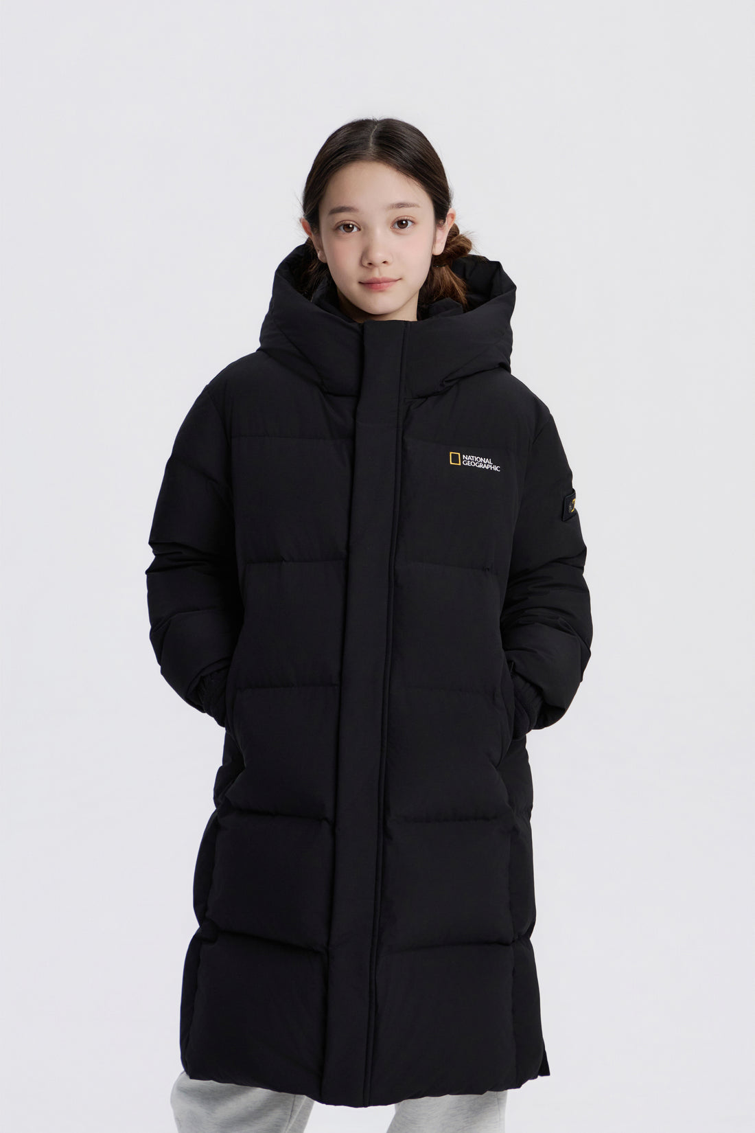 KIDS CAIMAN LONG GOOSE DOWN JACKET- CARBON BLACK
