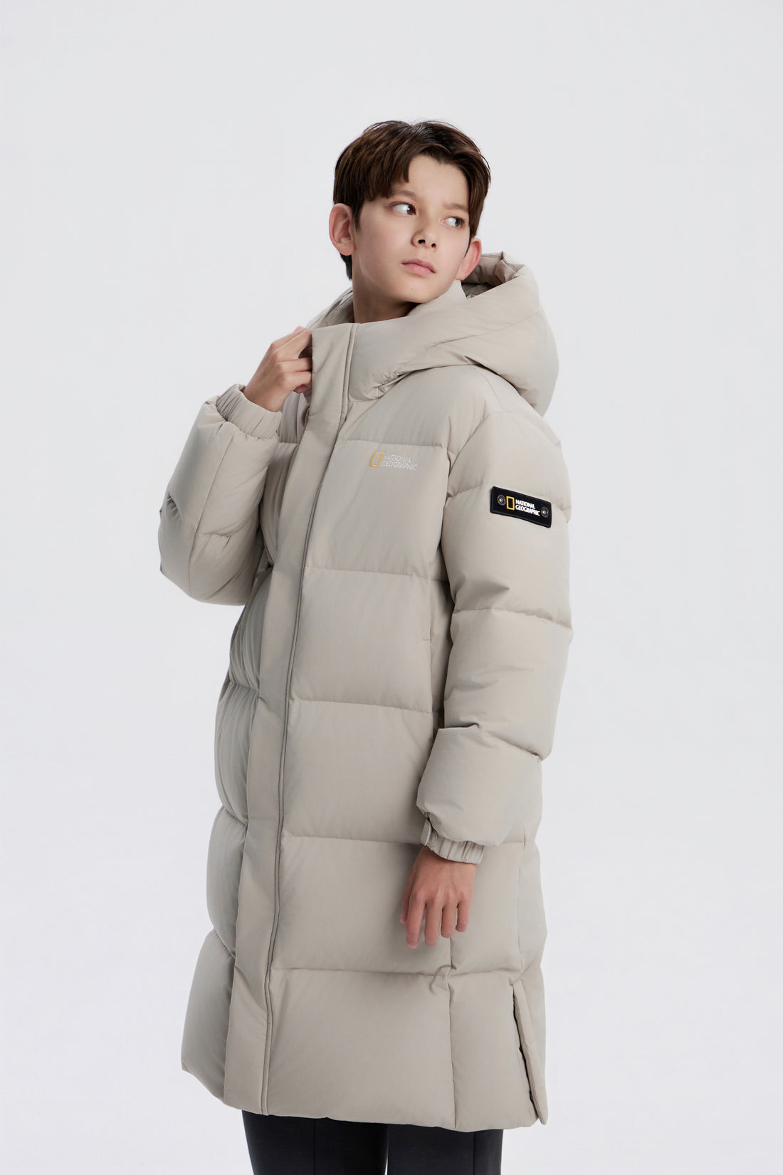 KIDS CAIMAN LONG GOOSE DOWN JACKET- BEIGE