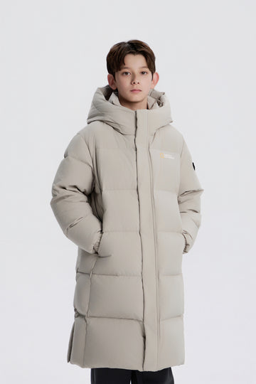KIDS CAIMAN LONG GOOSE DOWN JACKET- BEIGE