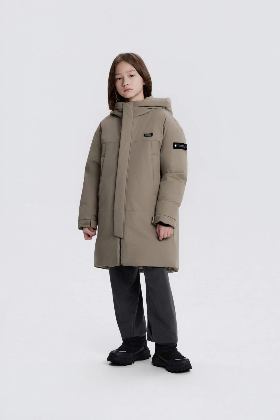 KIDS ADVENTURE MONSTER PARKA MUSCOVY DOWN JACKET- G/BEIGE