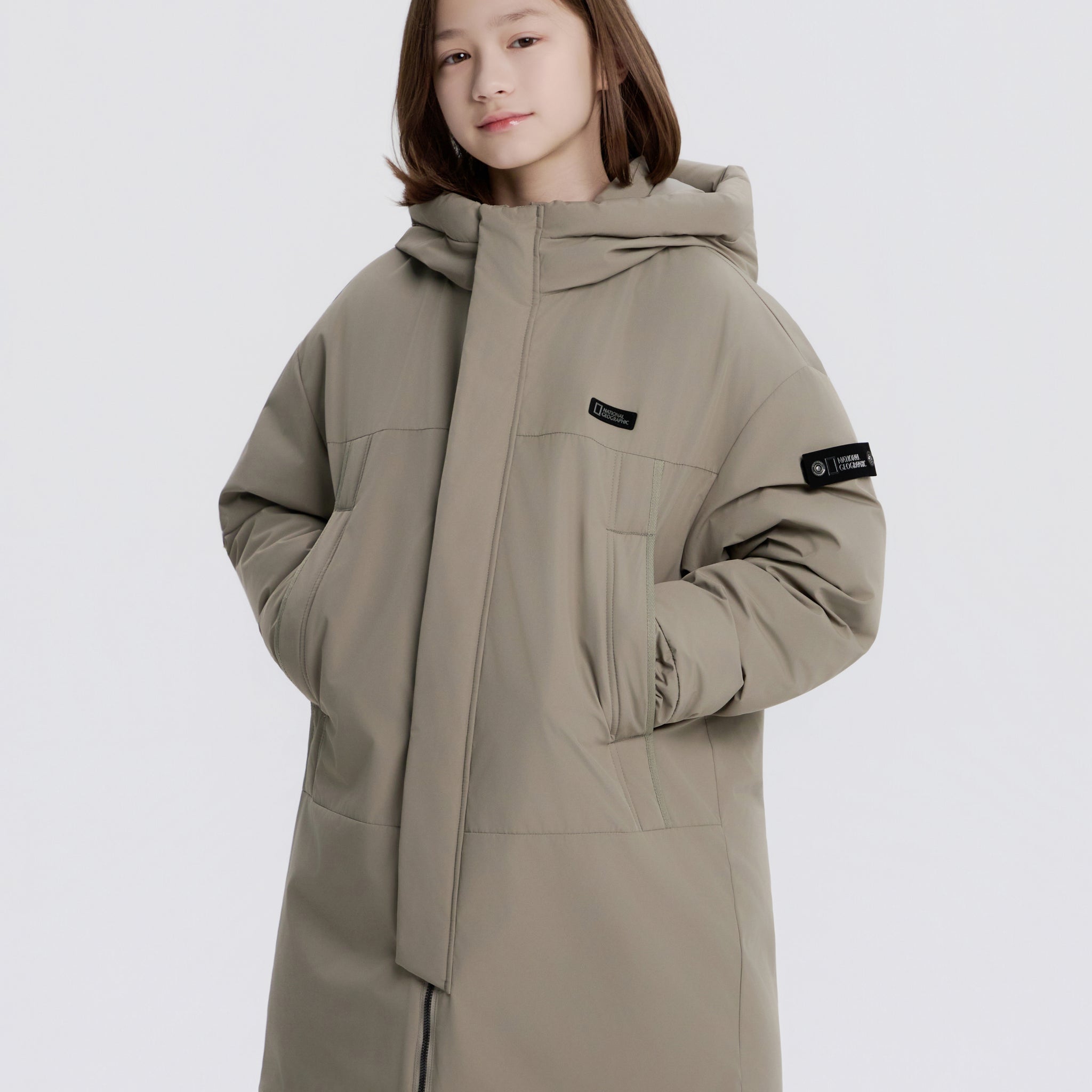 KIDS ADVENTURE MONSTER PARKA MUSCOVY DOWN JACKET- G/BEIGE