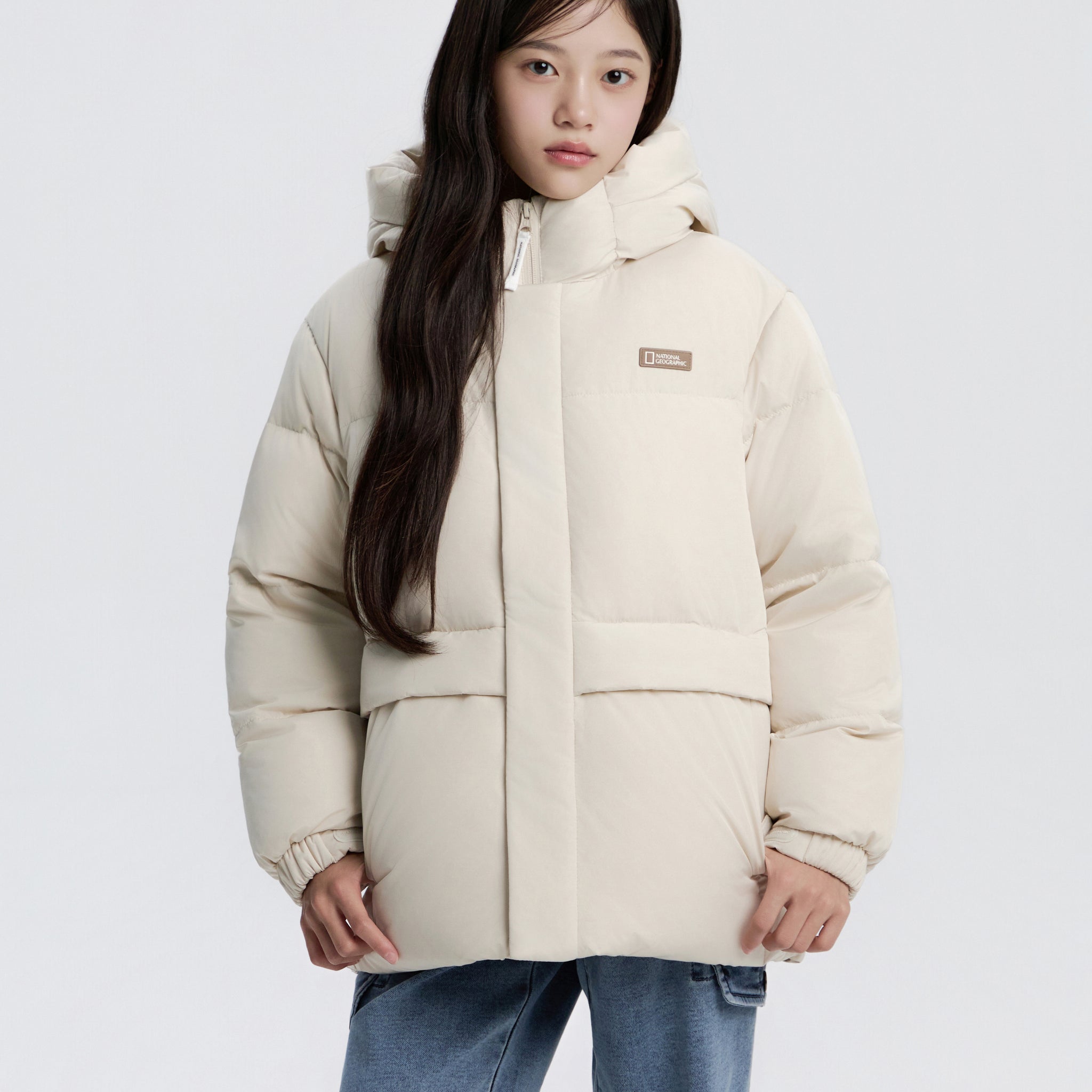 KIDS CAIMAN SHORT DUCK DOWN PUFFER JACKET- CREAM