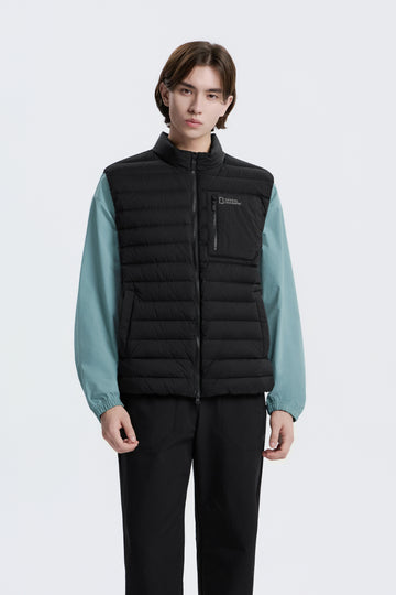 UNISEX ATIK HIGH-NECK TUBE GOOSE DOWN VEST- BLACK