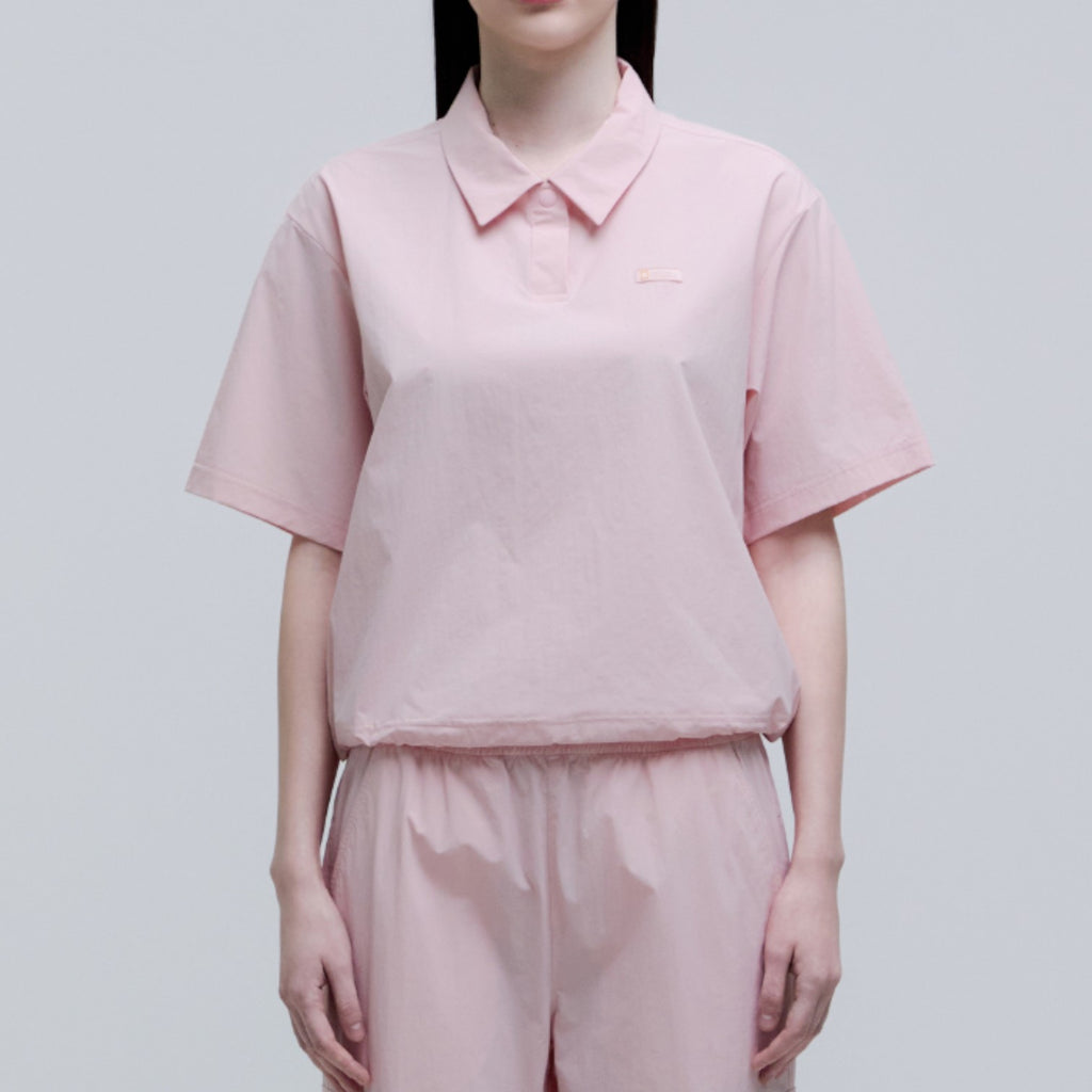 Women'S Adelie Light Woven Stretch Collar T-Shirt- L/Pink