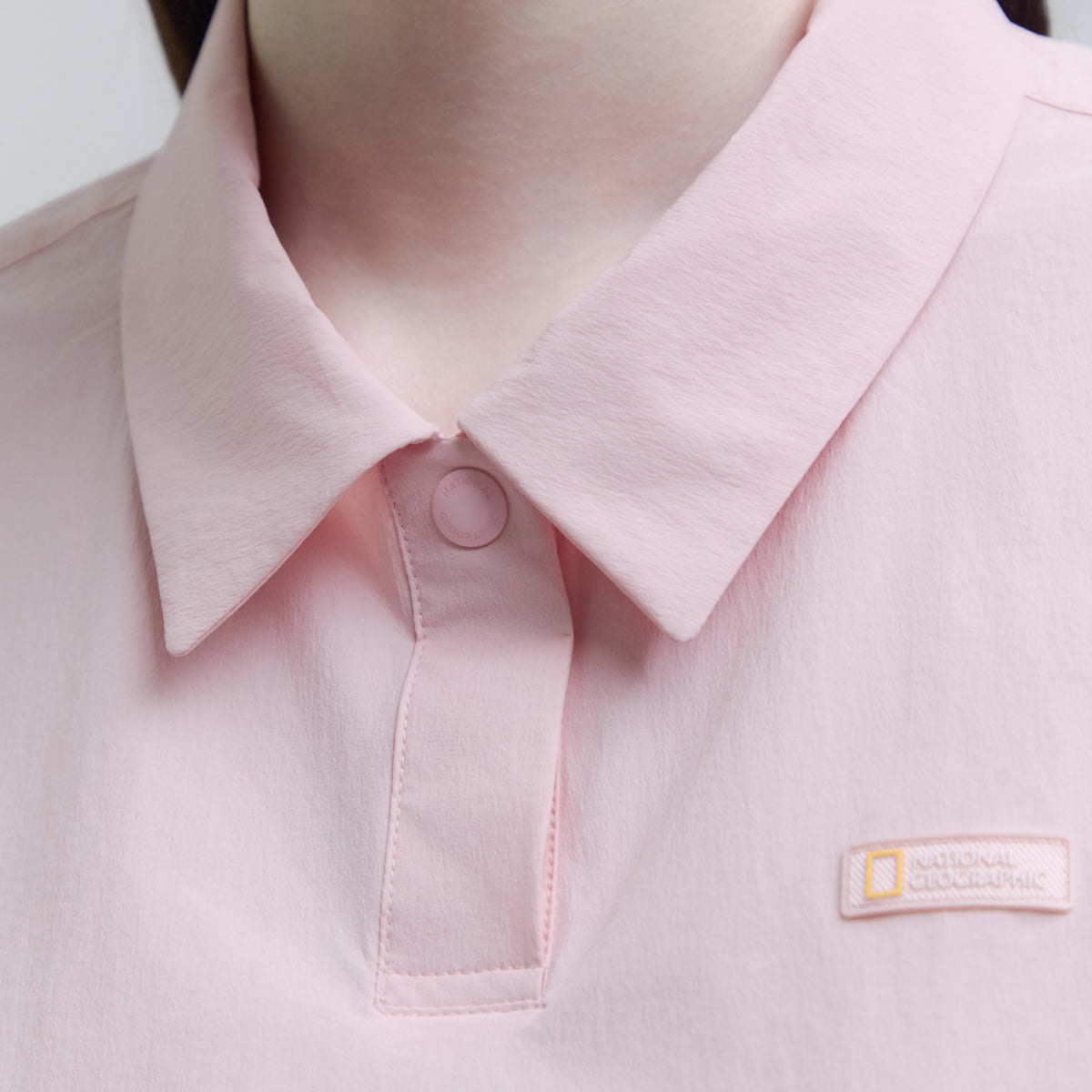 Women'S Adelie Light Woven Stretch Collar T-Shirt- L/Pink