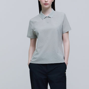 WOMEN'S MICRO AIRDOT BASIC FIT COLLAR TEE- L/GREEN