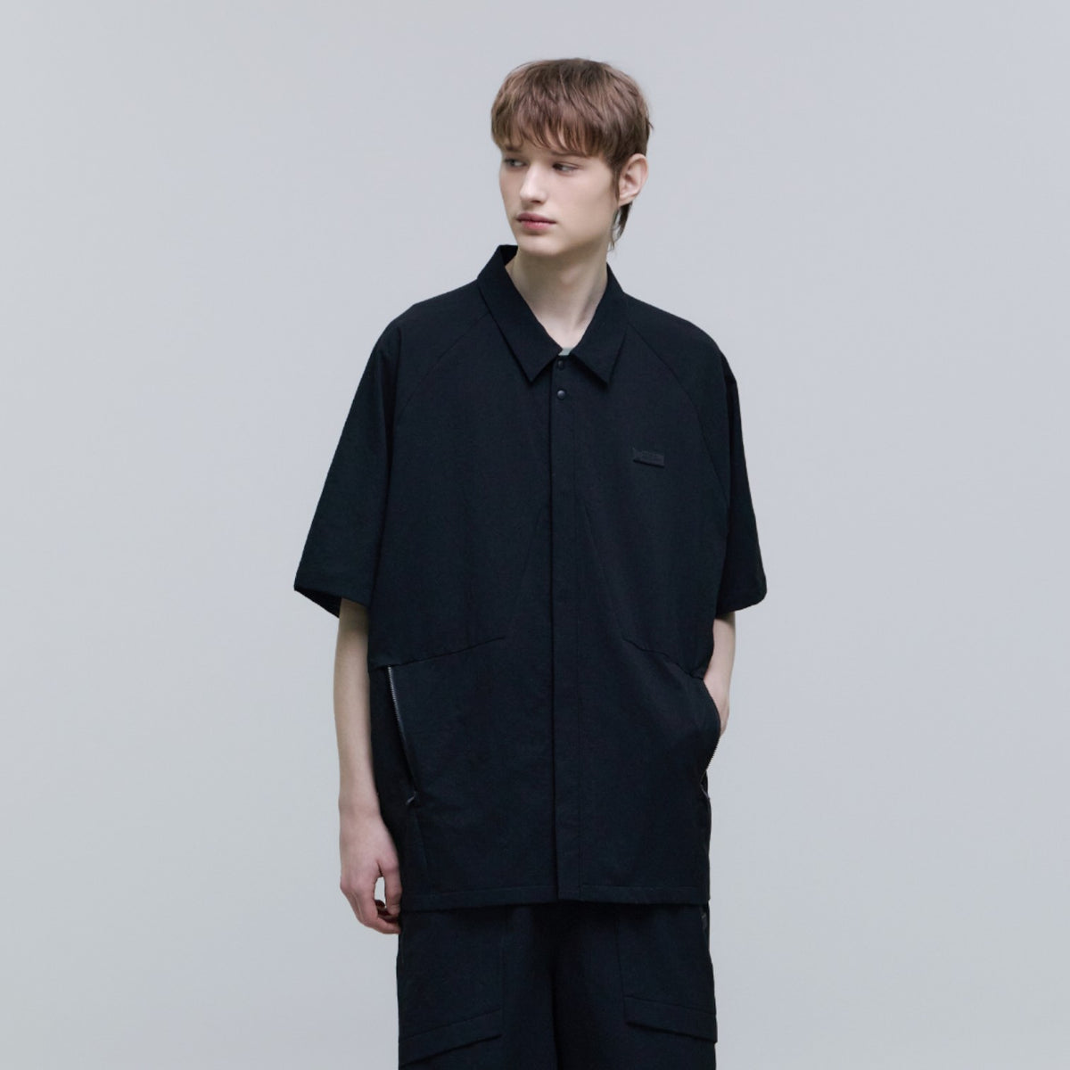 Men'S Micro Airdot Semi-Over Fit Shacket- Black