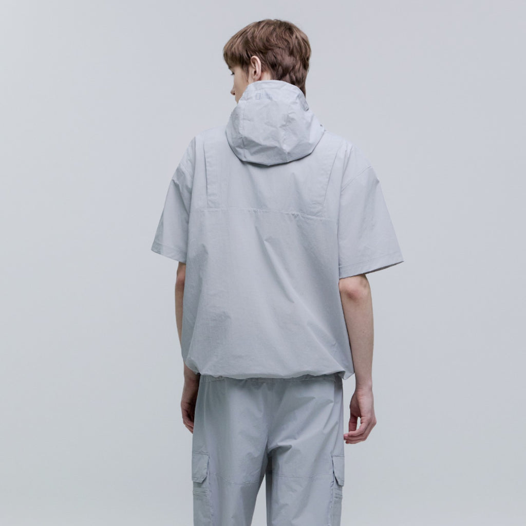 Unisex Adelie Light Woven Stretch Short Sleeves Anorak- Silver Grey