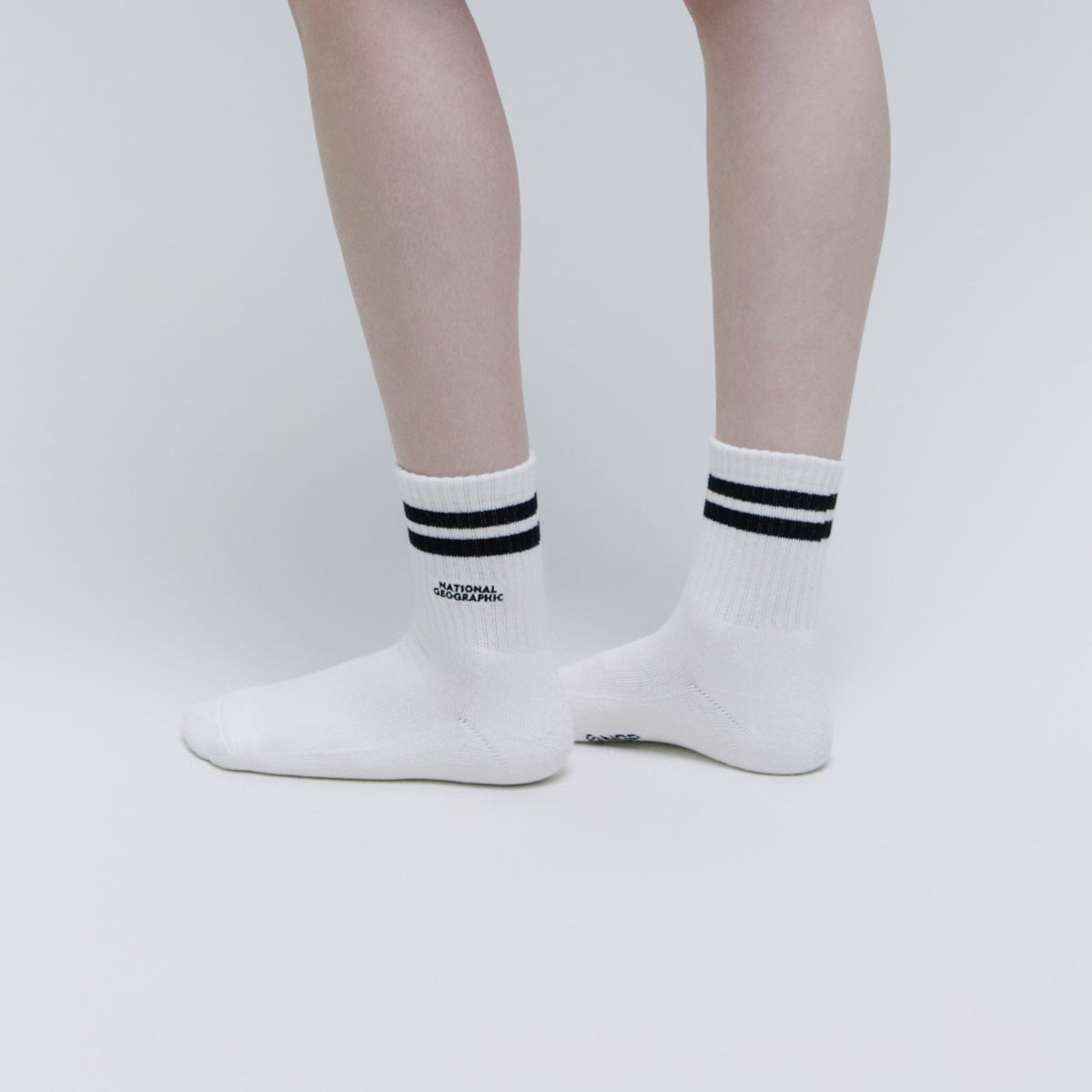 Unisex Stripe Middle Socks- Black