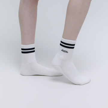 UNISEX STRIPE MIDDLE SOCKS- BLACK